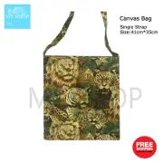Tiger & Lion Canvas Single Strap Bag, handbag for Shopping, Library