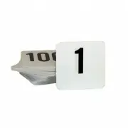 Table Number Set of 1-100 Plastic 50x50mm Black on White Cafe Bistro Display