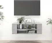 Floating TV Shelf, Wall Mounted TV Stand Entertainment Center TV Unit Media Stand Wall-Mounted TV Cabinet Concrete Grey 102x35x35 cm Engineered Wood