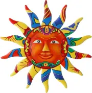 Metal Sun Wall Art Decor Hanging Indoor Outdoor Home Garden Colorful Sun Face