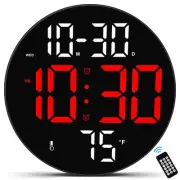 Digital Wall Clock Large Display with Remote Control, Plug in LED Digital Ala...
