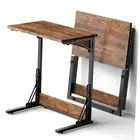 24" Folding C Shaped End Table Set of 2, Small Sofa Side Laptop Brown 2 Pcs