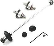 for Wltoys 124016 124017 124019 124007 124008 RIaarIo AM-X12 Metal Differential and Central Drive Shaft Assembly 1/12 Upgrade Parts(Silver)