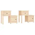 2x Bedside Tables Drawers Storage Side Lamp Cabinets Nightstand Solid Pine Wood