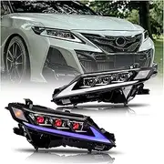Headlights With Devil EyesLED HeadLamps Assembly Projector Car Accessories Start-up Animation Compatible With Toyota Camry 2018-2022