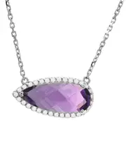 14K 2.16 ct. tw. Diamond & Amethyst Necklace NoSize NoColor