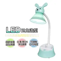 在飛比找PChome24h購物優惠-銳奇 LED玉兔造型護眼檯燈(粉綠) LED-619