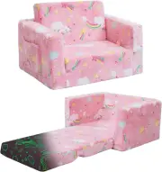 Toddler Couch,Toddler Chair Comfy,Glow in the Dark Kids Sofa Chair Convertible S