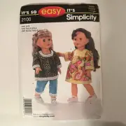 Simplicity 2100 It's So Easy Pattern 18" Doll Clothes Patterns UNCUT