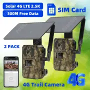 2x Solar 4G LTE Cellular Trail Camera SIM Card No Glow Night Vision Motion 2.5K