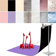 iprotech 7PCS 14Patterns Double-Sided Photography Background Paper with Stand, Waterproof Reusable 34x23in Flat Lay Photo Tabletop Backdrops for Product Food Jewelry Cosmetics Makeup
