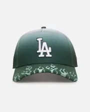[New Era] New Era Los Angeles Dodgers 'Sundyed Flames' 9forty A-frame Snapback Pine Green - Size ONE ONE Pine Green