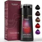 PolarHair Dye Shampoo, PolarHaircare Instant Dye Shampoo, H.air D-ye Sham-poo 3 in 1 for Gray H-air, Color Sham-poo Hair D-ye for Ha-ir Coverage, Keeping Ha-ir Healthy and Shiny (Red)