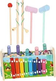 Kisangel 1Set Musical Hammer Interactive Wooden Educational for Early Learning Pounding Instruments for Boys and Safe Fun and Engaging