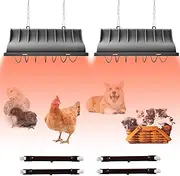 JUSONEY Coop Heater for Chicks, Brooder With 2pcs Heat Lamp (250W and 175W), Adjustable Temp & Height Brooder Box Supplies for Chicken Livestock Dogs Sheep Pets
