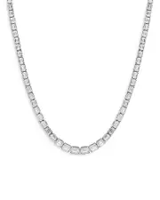 Bloomingdale's Fine Collection Certified Certified Lab Grown Diamond Emerald Cut Tennis Necklace in 18K White Gold, 18.6 tcw