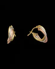 18K Italian Tri-Tone Gold Textured Triple Hoops