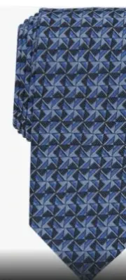 Perry Ellis Mens Necktie Levant Geometric Blue Tie