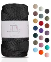 , Polyester Macrame Cord 2mm x25 Yards (375 feet) 2mm Polypropylene 1 Black