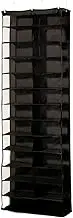 Door Hanging Shoe Organizer, 26 Section Over the Door Shoe Storage Rack With Hooks and Clear Window, Foldable Large Shelves (Black)