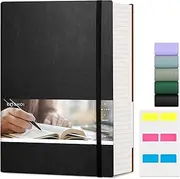 EMSHOI B5 Notebook Lined Journal for Writing - 400 Pages 100 GSM Thick College Ruled Notebook for Women Men, Softcover Leather Bible Study Journal for Work School Note Taking, 7.48x10.15 - Black