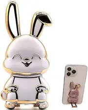 Foldable Bunny Phone Bracket, Cute Bunny Stand Phone Holder, Multifunction Adorable Shape Folding Desktop Phone Stand, Cartoon Portable Universal Rabbit for Home Office Study Desk Travel(White)