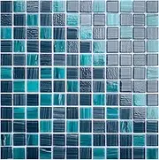 LSDECO Glass Mosaic Tiles Backsplash, 12" x 12" Kitchen Backsplash Tile, Pool Tiles, Glass Tiles for Bathroom Border Shower Wall (1 Sq.Ft Topazstone)