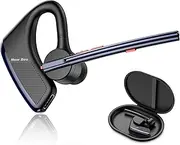 Bluetooth Headset New bee 24Hrs Talktime CVC8.0 Dual Mic Noise Cancelling Bluetooth Earpiece V5.2 Wireless Headset for Cell Phone/iPhone/Android/Driver/Business/Office(Blue)