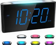 Rocam Digital Alarm Clock for Bedrooms - Large 7.5'' LED Display Small, Blue