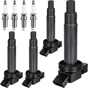 4pcs Ignition Coil & Spark Plug Fit for Toyota Camry Highlander RAV4 Solara Matrix Scion TC xB 2002 2003 2004 2005 2006 2007 2008 2009 2010 2011 2.4L L4 Coil Pack Replaces# C1330 GN10313 UF333