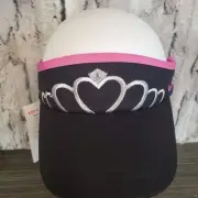 RUNNING PRINCESS Visor Hat Black W/ Pink Trim, Embroidered Silver Tiara - NEW