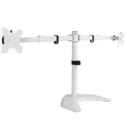 VIVO White Telescoping Dual Ultrawide 27" to 38" Monitor Freestanding Desk Stand