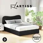 Artiss Bed Frame Double Size Mattress Base Wooden Platform Boucle Black DARA