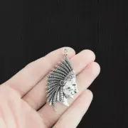 BULK 10 Native American Charms Antique Silver Tone - SC1380