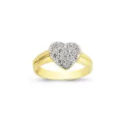 9CT GOLD HEART RING SOLID LADIES CUBIC ZIRCONIA 10MM SIGNET BAND GIFT BOX