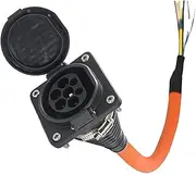 EV EVSE Charging Socket Type 2 Male Socket 63A 3 Phase 40KW with 0.5M Cable for IEC 62196-2 Type 2 Electric Vehicle Side Socket(32A 1P 7KW 0.5M)