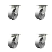 5 Inch KP Semi Steel Cast Iron Swivel Caster Set w/Bronze Bearings& Swivel Locks