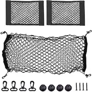 MCMATUTKEQ Car Trunk Rear Storage Cargo Luggage Net Holder 4 Hooks Fit for VW Fox Golf GTI 4 5 6 7 Fit for Jetta Mk5 Mk6 Passat B5 B6 B7 B8 Polo Tiguan(90x40cm-40cmx2)