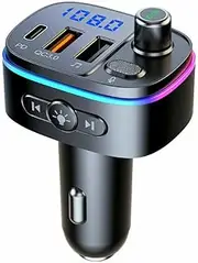 Car Bluetooth FM Transmitter 7-Color LED Backlit Handsfree MP3 Player