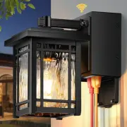 Porch Light with GFCI Outlet, Black Dusk to Dawn Outdoor Wall Light, Exterior...