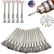 10-50X For Dremel Rotary Tool Wire Steel Wheel Bowl Pen Polishing Mix Brush Set