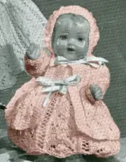 Vintage Doll Knitting Pattern Lister Lavenda #1072 - 5 Piece Lacy Set 10” Doll
