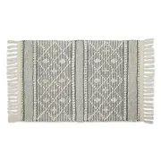 Woven Rugs Collection Textured Hand-Loomed with Fringe, 2x3', Gray Diamond