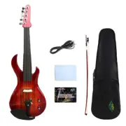 5 Strings Solid Wood Electric Viola 16inch Guitar Shape Ebony Fittings Case Bow