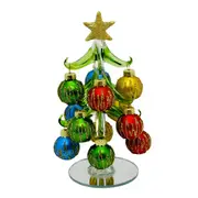 Mini Glass Christmas Tree & Decorative Balls with Gold Star- 25cm