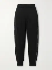 [Moncler] Moncler - Satin-trimmed Cotton-jersey Tapered Track Pants - Black - x small x small Black