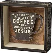 Primitives By Kathy A Little Coffee and a Whole Lotta Jesus Shadow Reverse Home Décor Sign