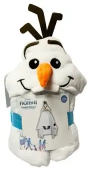 New Disney Frozen 2 Olaf 30” x 50” Kids White Snowman Hooded Towel Throw Blanket