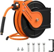 TA15BPLUS Retractable Air Hose Reel with Swivel Bracket 3/8" X 50 Ft Hybrid Hose