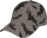[pvinnk] Halloween Bats Grey Print Stylish Hat Headwear Hat Baseball Cap Adjustable Snapback Hat for Men and Women, Black, One Size